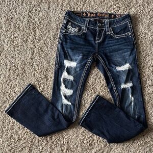 Rock Revival Women's Dark Indigo Distressed Boot Cut Jeans